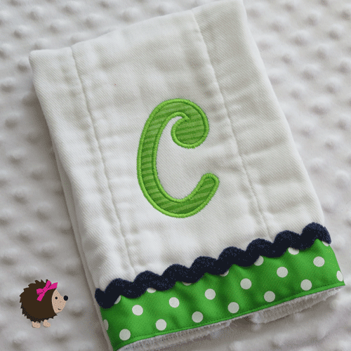 Burp Cloth - Lime Green & Royal Blue - Initial