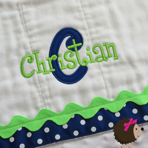 Burp Cloth - Royal Blue & Lime Green - Initial & Name