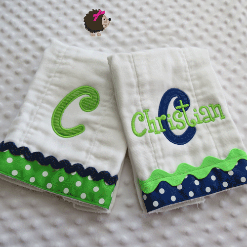 Burp Cloth Set of 2 - Royal Blue & Lime Green