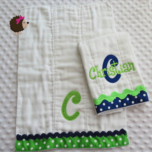 Burp Cloth Set of 2 - Royal Blue & Lime Green