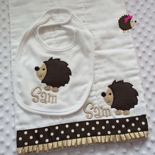 Bib & Burp Cloth - Woodland - Hedgehog