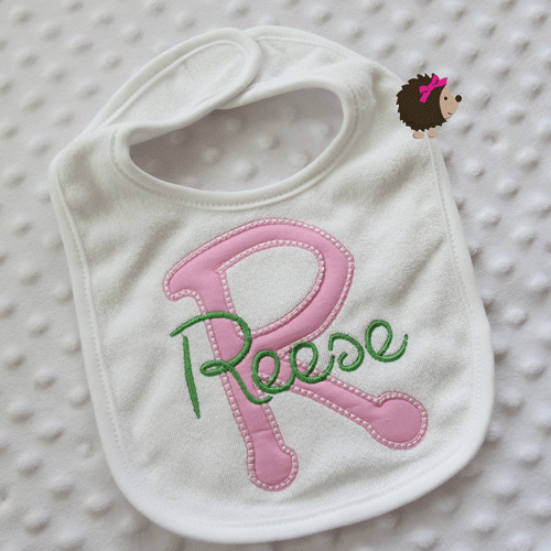 Bib - Initial & Name - Pink and Green