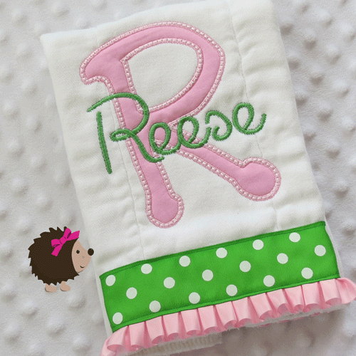 Burp Cloth - Pink & Green - Initial & Name