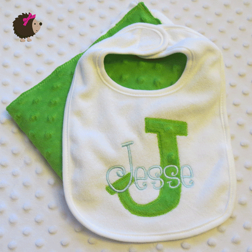 Bib & Minky Burp Cloth - Lime Green and Light Blue