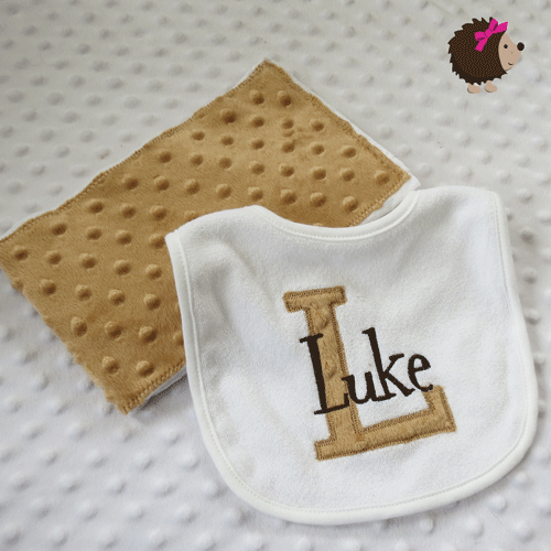 Bib & Minky Burp Cloth - Tan & Brown