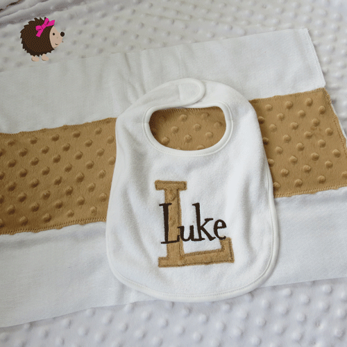 Bib & Minky Burp Cloth - Tan & Brown