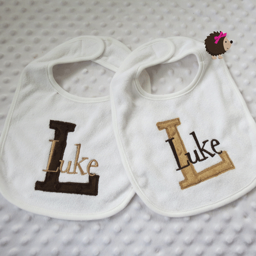 Bib Set of 2 - Minky - Brown & Tan