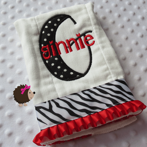 Burp Cloth - Girl Zebra - Red and Black